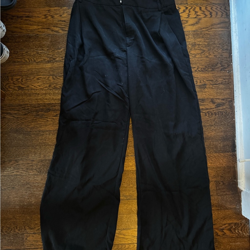 Zara Black Wide Leg Flowy Pants 32x30